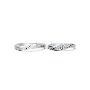 Nhẫn cưới H41 màu vàng trắng White Gold vàng sáng, đường nét sắc sảo, tinh tế