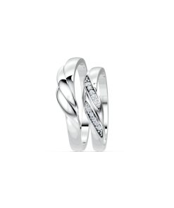 Nhẫn cưới H41 màu vàng trắng White Gold kiểu dáng cá tính, hiện đại