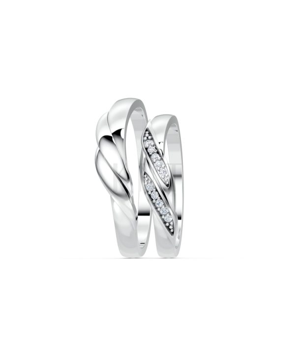 Nhẫn cưới H41 màu vàng trắng White Gold kiểu dáng cá tính, hiện đại