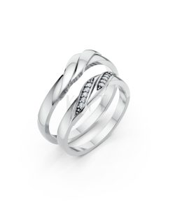 Nhẫn cưới H41 màu vàng trắng White Gold kiểu dáng hiện đại, nổi bật