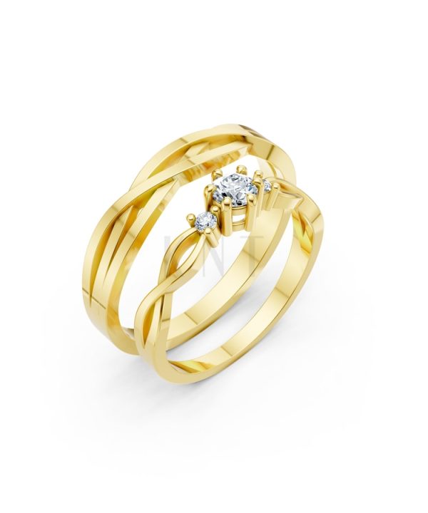 Nhẫn cưới H43 màu Vàng Gold thiết kế tinh tế, sang trọng