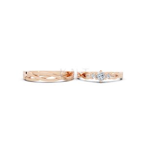 Nhẫn cưới H43 màu vàng hồng Rose Gold phong cách trẻ trung, nổi bật