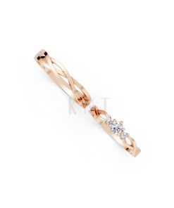 Nhẫn cưới H43 màu vàng hồng Rose Gold thiết kế đối xứng, phong cách, ấn tượng