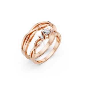Nhẫn cưới H43 màu vàng hồng Rose Gold họa tiết ấn tượng, cá tính
