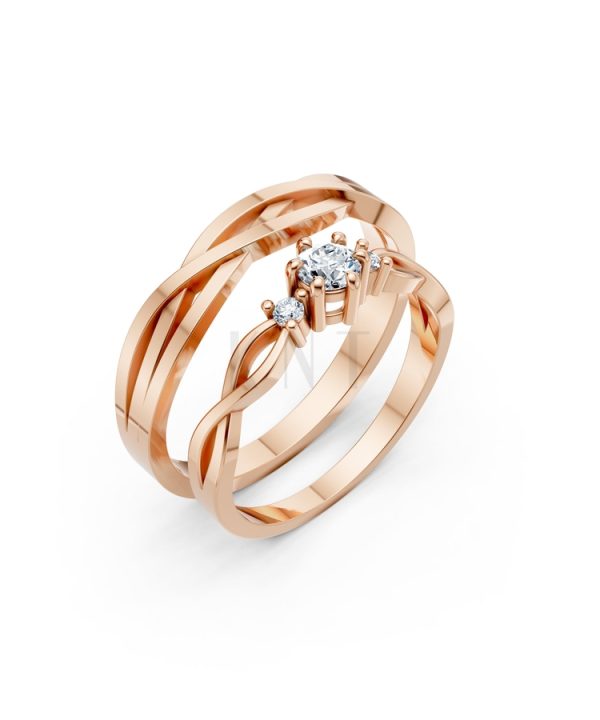 Nhẫn cưới H43 màu vàng hồng Rose Gold họa tiết ấn tượng, cá tính