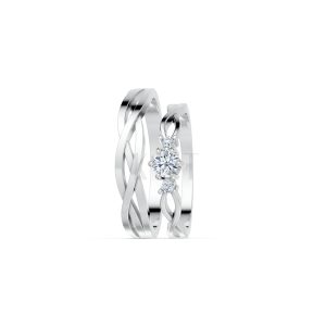 Nhẫn cưới H43 màu vàng trắng White Gold vàng sáng bóng, thiết kế trẻ trung