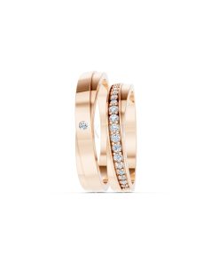 Nhẫn cưới H44 màu vàng hồng Rose Gold thiết kế đối xứng, phong cách, ấn tượng
