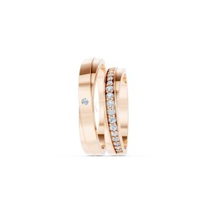 Nhẫn cưới H44 màu vàng hồng Rose Gold thiết kế đối xứng, phong cách, ấn tượng