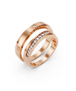 Nhẫn cưới H44 màu vàng hồng Rose Gold họa tiết ấn tượng, cá tính