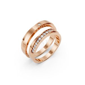 Nhẫn cưới H44 màu vàng hồng Rose Gold họa tiết ấn tượng, cá tính