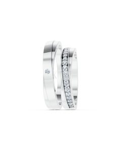 Nhẫn cưới H44 màu vàng trắng White Gold vàng sáng bóng, thiết kế trẻ trung