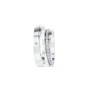 Nhẫn cưới H44 màu vàng trắng White Gold vàng sáng bóng, thiết kế trẻ trung