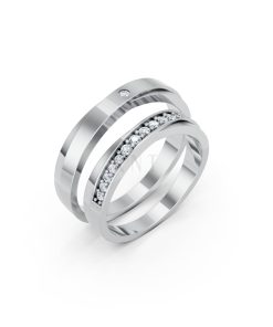 Nhẫn cưới H44 màu vàng trắng White Gold kiểu dáng hiện đại, nổi bật