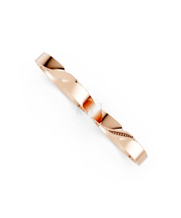 Nhẫn cưới H50 màu vàng hồng Rose Gold phong cách trẻ trung, nổi bật