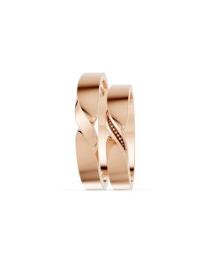 Nhẫn cưới H50 màu vàng hồng Rose Gold thiết kế đối xứng, phong cách, ấn tượng