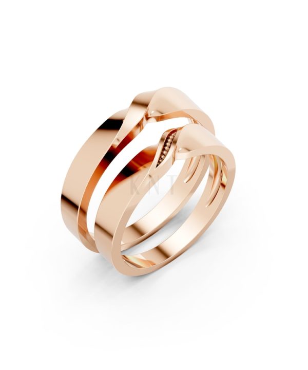 Nhẫn cưới H50 màu vàng hồng Rose Gold họa tiết ấn tượng, cá tính