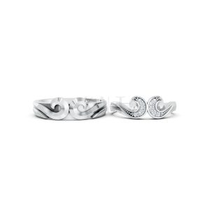 Nhẫn cưới H64 màu vàng trắng White Gold vàng sáng, đường nét sắc sảo, tinh tế
