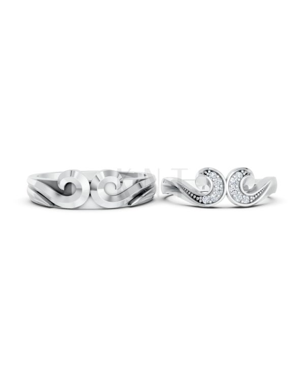 Nhẫn cưới H64 màu vàng trắng White Gold vàng sáng, đường nét sắc sảo, tinh tế