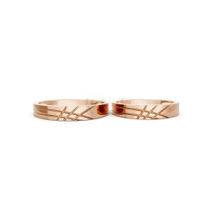 Nhẫn cưới H65 vàng hồng Rose Gold thiết kế đối xứng, phong cách, ấn tượng