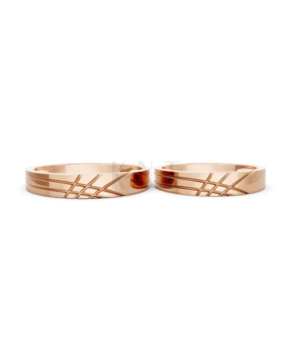 Nhẫn cưới H65 vàng hồng Rose Gold thiết kế đối xứng, phong cách, ấn tượng