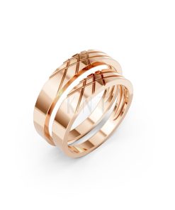 Nhẫn cưới H65 vàng hồng Rose Gold họa tiết ấn tượng, cá tính