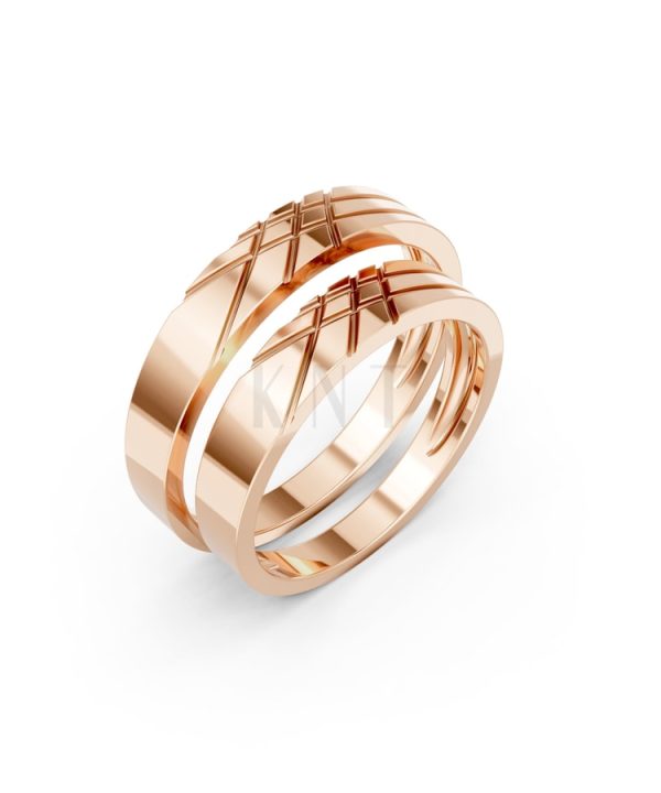 Nhẫn cưới H65 vàng hồng Rose Gold họa tiết ấn tượng, cá tính