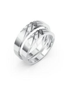 Nhẫn cưới H65 vàng trắng White Gold kiểu dáng hiện đại, nổi bật