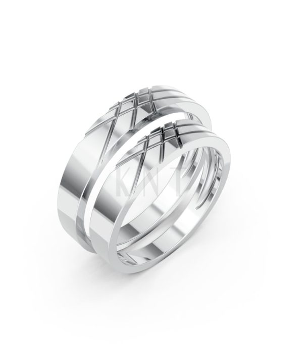 Nhẫn cưới H65 vàng trắng White Gold kiểu dáng hiện đại, nổi bật