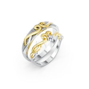Nhẫn cưới H66 phối màu Dual Color họa tiết ấn tượng, cá tính