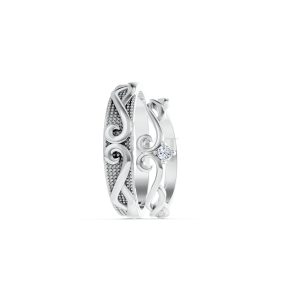Nhẫn cưới H66 màu vàng trắng White Gold vàng sáng, đường nét sắc sảo, tinh tế