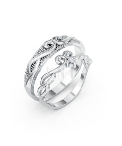 Nhẫn cưới H66 màu vàng trắng White Gold kiểu dáng hiện đại, nổi bật