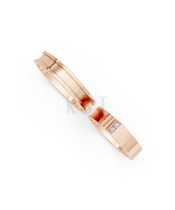 Nhẫn Cưới Collab Ceramic – H77 vàng hồng Rose Gold phong cách trẻ trung, nổi bật