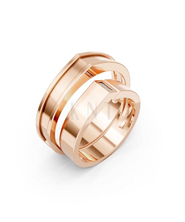 Nhẫn Cưới Collab Ceramic – H77 vàng hồng Rose Gold họa tiết ấn tượng, cá tính