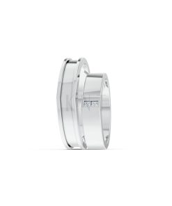 Nhẫn Cưới Collab Ceramic – H77 vàng trắng White Gold kiểu dáng cá tính, hiện đại