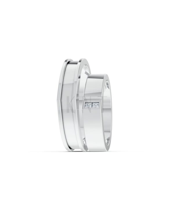 Nhẫn Cưới Collab Ceramic – H77 vàng trắng White Gold kiểu dáng cá tính, hiện đại