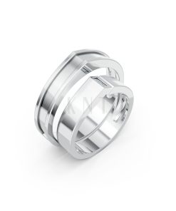 Nhẫn Cưới Collab Ceramic – H77 vàng trắng White Gold kiểu dáng hiện đại, nổi bật