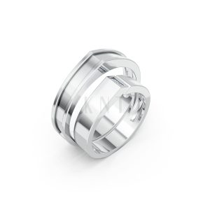 Nhẫn Cưới Collab Ceramic – H77 vàng trắng White Gold kiểu dáng hiện đại, nổi bật