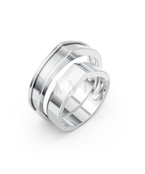 Nhẫn Cưới Collab Ceramic – H77 vàng trắng White Gold kiểu dáng hiện đại, nổi bật