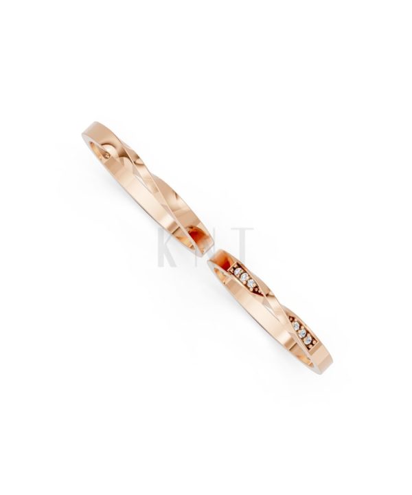 Nhẫn cưới H90 vàng hồng Rose Gold thiết kế đối xứng, phong cách, ấn tượng