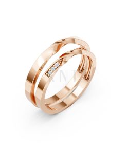 Nhẫn cưới H90 vàng hồng Rose Gold họa tiết ấn tượng, cá tính