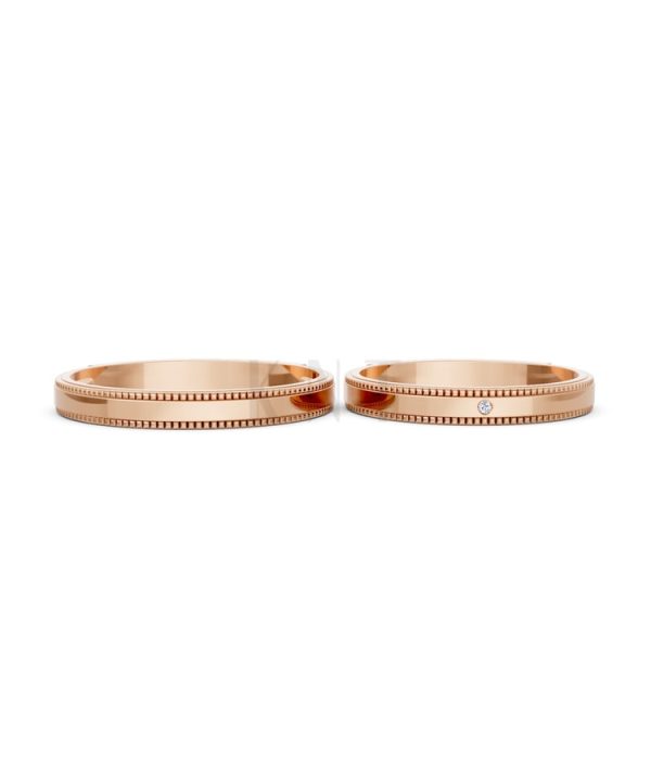Nhẫn cưới H95 vàng hồng Rose Gold thiết kế đối xứng, phong cách, ấn tượng