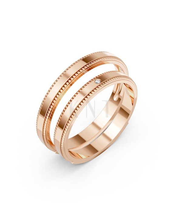 Nhẫn cưới H95 vàng hồng Rose Gold họa tiết ấn tượng, cá tính