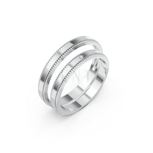 Nhẫn cưới H95 vàng trắng White Gold kiểu dáng hiện đại, nổi bật