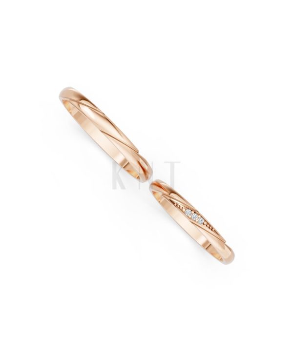 Nhẫn cưới H98 vàng hồng Rose Gold phong cách trẻ trung, nổi bật