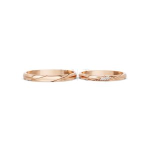 Nhẫn cưới H98 vàng hồng Rose Gold thiết kế đối xứng, phong cách, ấn tượng