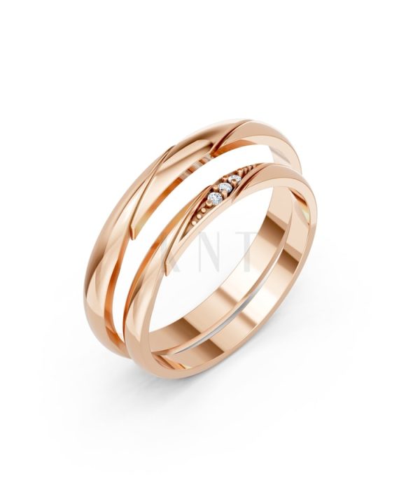 Nhẫn cưới H98 vàng hồng Rose Gold họa tiết ấn tượng, cá tính