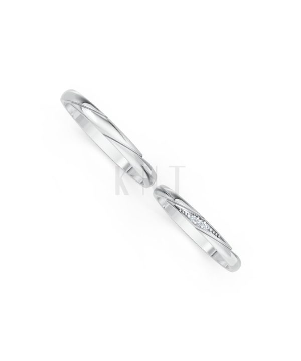 Nhẫn cưới H98 vàng trắng White Gold kiểu dáng cá tính, hiện đại