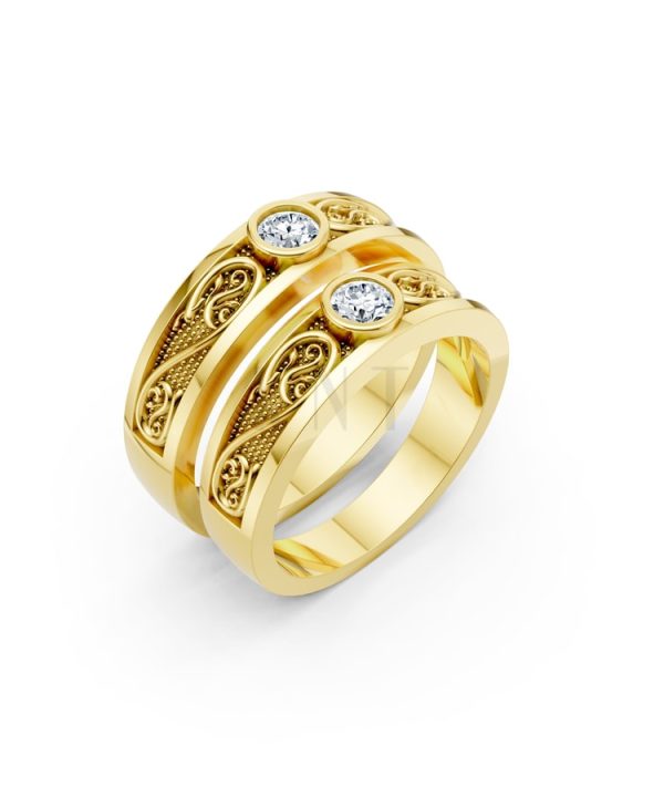 Nhẫn cưới hoa văn F32 Vàng Gold thiết kế tinh tế, sang trọng