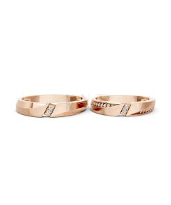 Nhẫn cưới K21 vàng hồng Rose Gold vàng đẹp, kiểu dáng trẻ trung, độc đáo