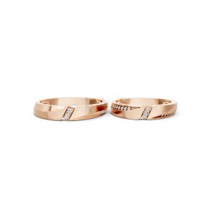 Nhẫn cưới K21 vàng hồng Rose Gold vàng đẹp, kiểu dáng trẻ trung, độc đáo